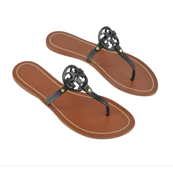 Tory Burch Shoes - Tory Burch Black Gabriel Flat Thong Size 10 NWB